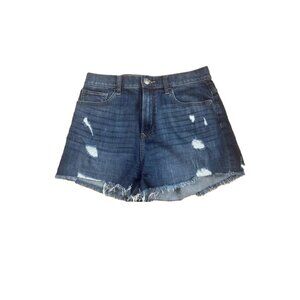 Express Super High Rise Shortie Dark Wash Denim Cutoff Stretchy Short - Size 8